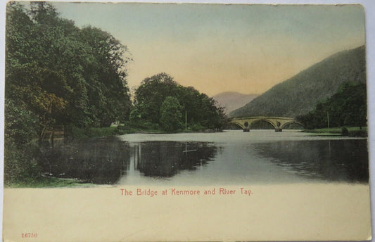 Old Postcard of The Bridge At Kenmore and River Tay