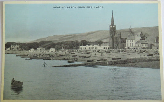 Old Postcard of Boating Beach From Pier, Largs 1957 - Ref : 1029