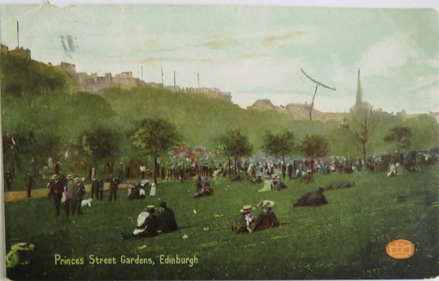 Old Antique Postcard Of Princess Street Gardens, Edinburgh 1908 - Ref : 1041