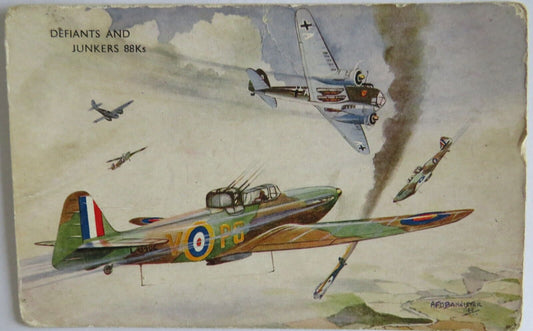 Old Postcard of Defiants and Junkers 88Ks - Ref  : 1019
