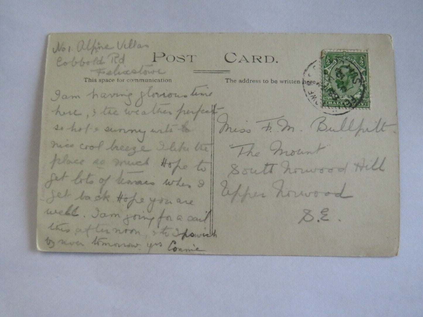 Old Antique Postcard of Dripping Well, Spa Gardens, Felixstowe - Ref : 1038