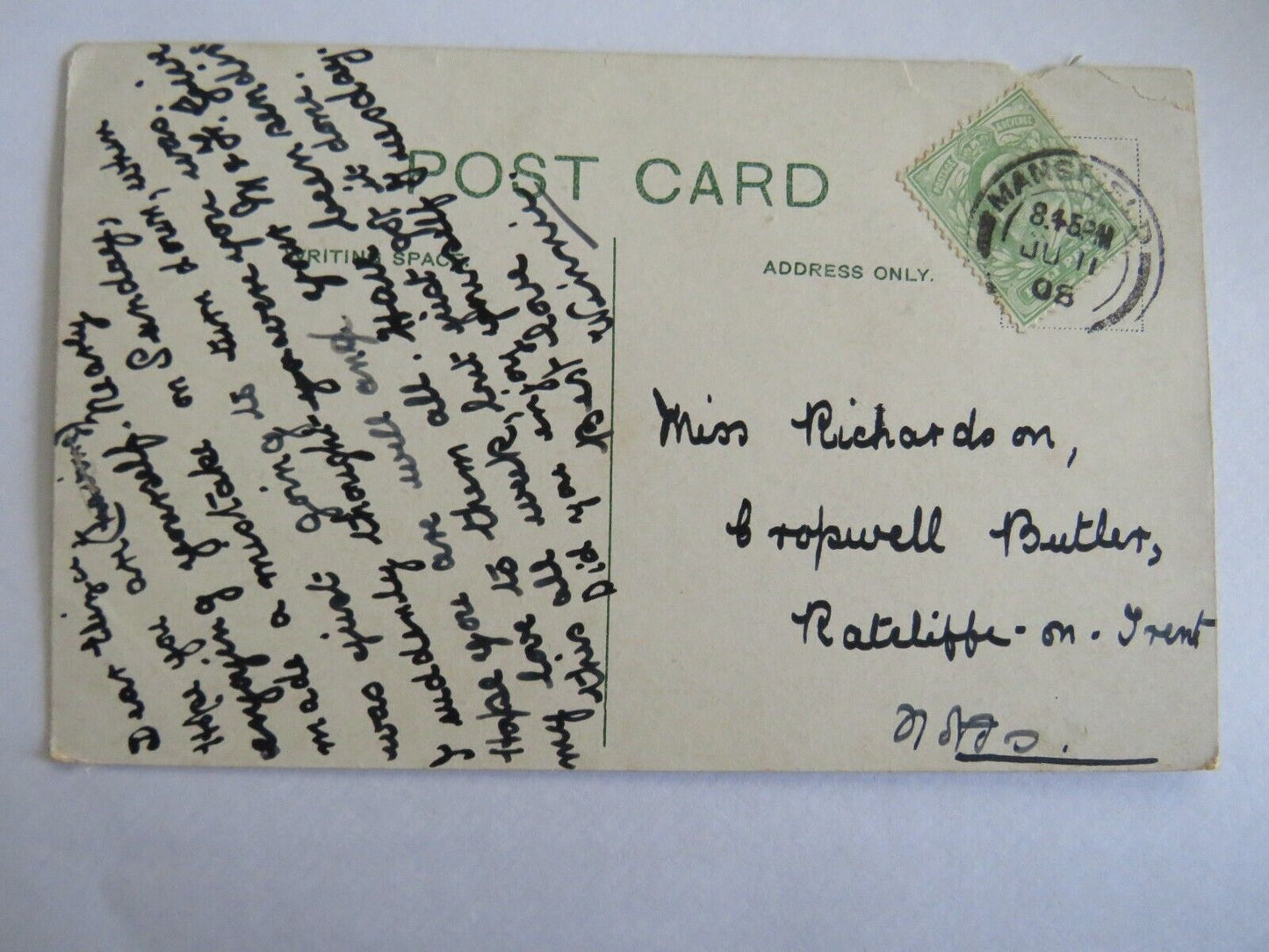 Old Antique Postcard Of Princess Street Gardens, Edinburgh 1908 - Ref : 1041