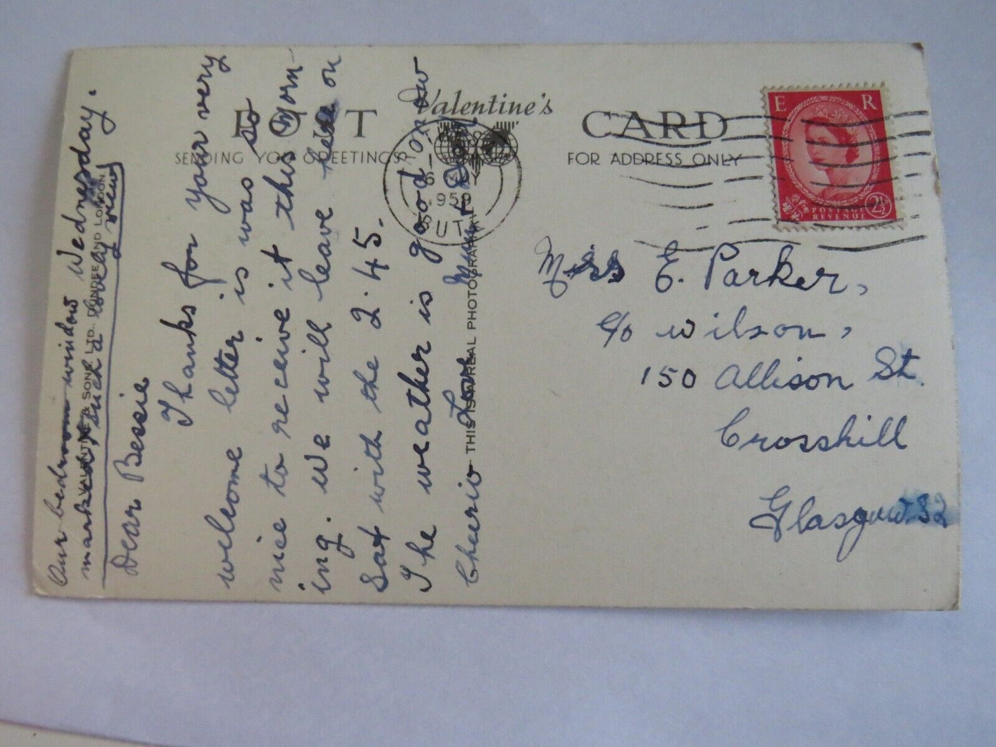 Old Antique Postcard of Rothesay Isle of Bute 1959 - Ref : 1038