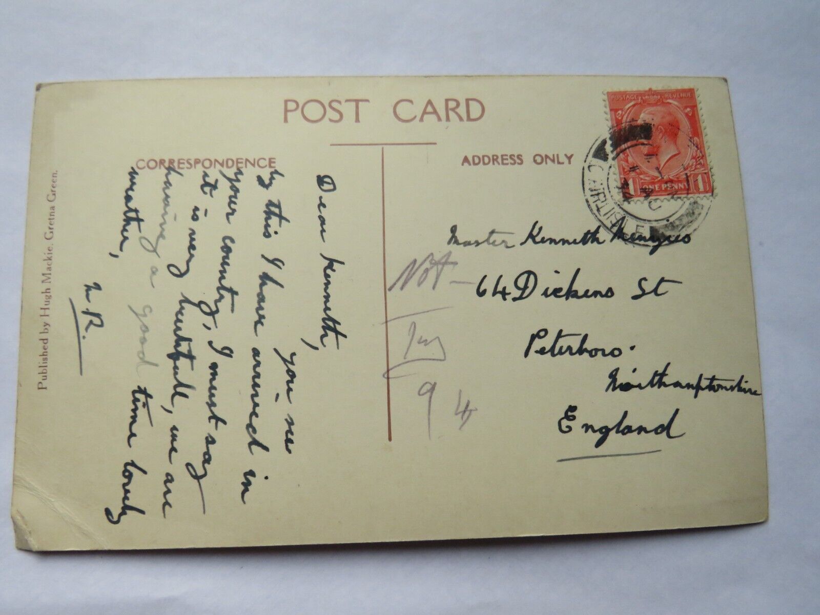 Old Postcard of Interior of the Famous Blacksmith's Shop, Gretna Green, 1934
