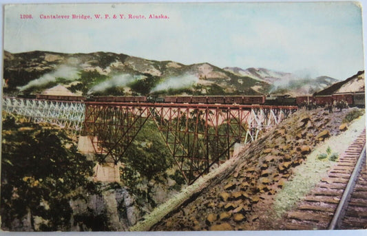 Old Postcard of Cantalever Bridge, W.P. & Y Route Alaska - Ref : 1025