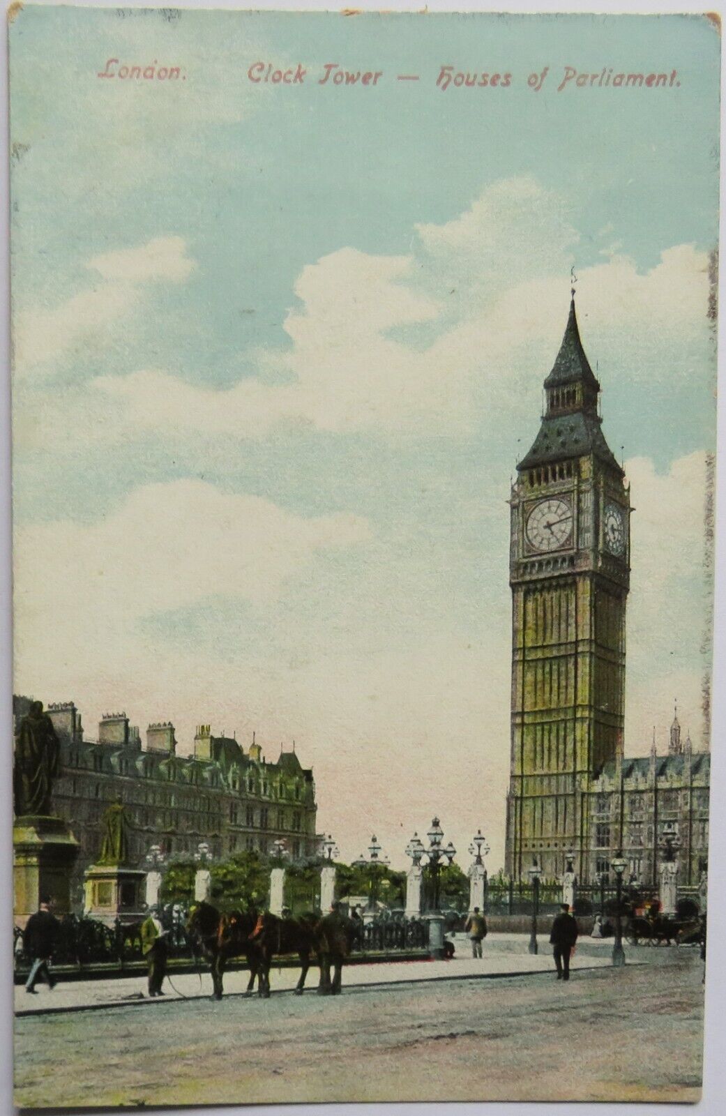 Old Postcard of London Clock Tower Houses of Parliament - Ref : 1034