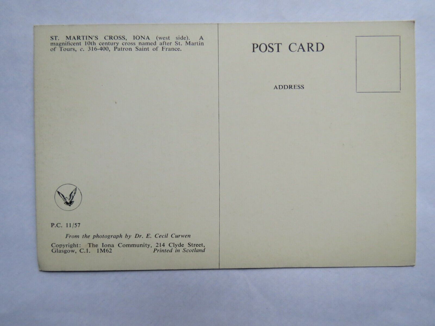 Old Postcard of St Martin's Cross Iona