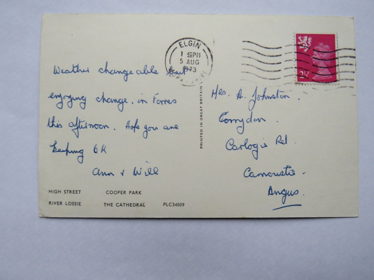 Old Multiview Postcard of Elgin, 1973