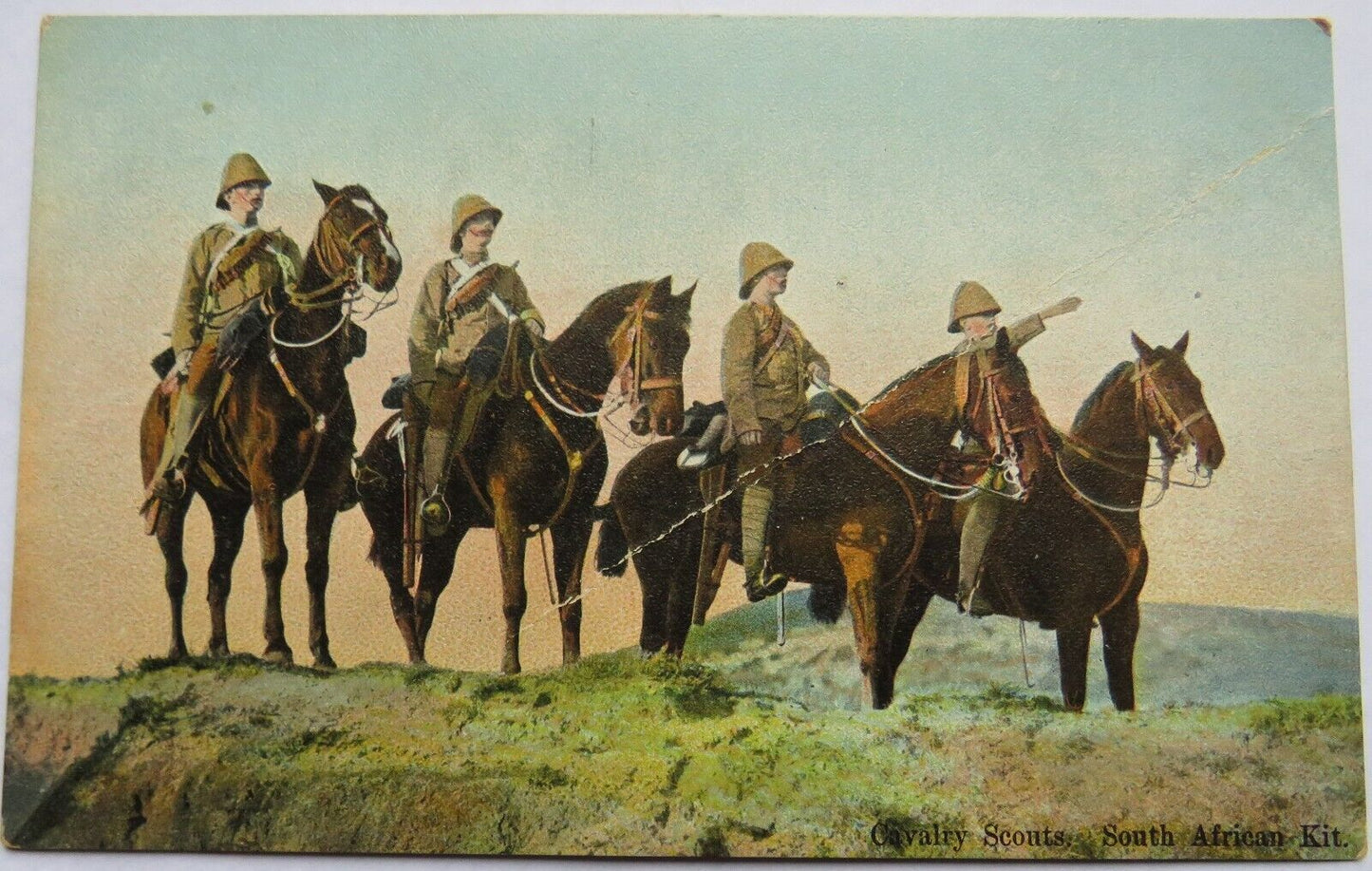 Old Postcard of Cavalry Scouts. South African Kit