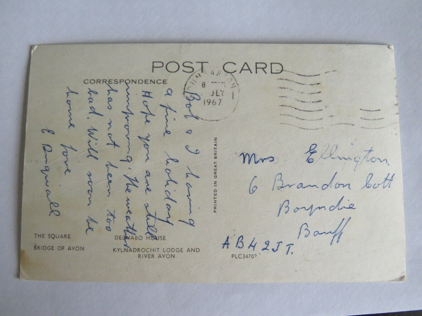 Old Postcard of Tomintoul 1967 - Ref : 1003