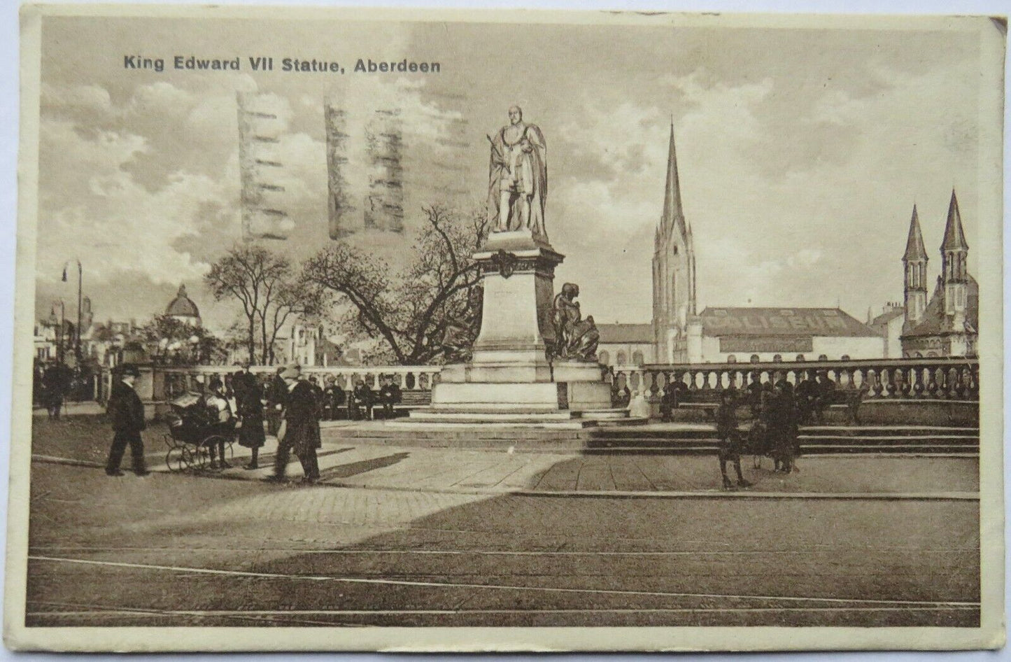 Old Postcard of King Edward VII Statue, Aberdeen, 1945