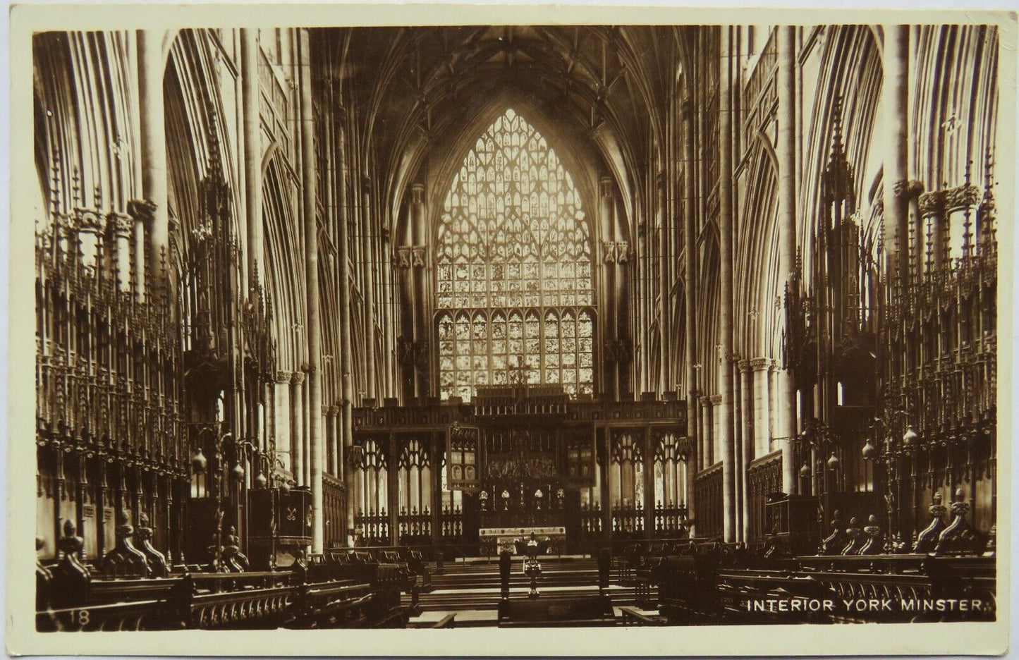 Old Postcard of Interior York Minster 1931