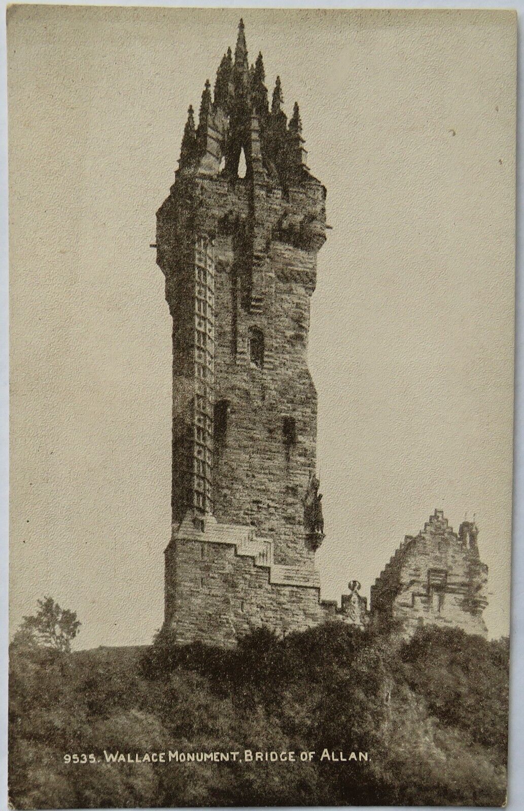 Old Postcard of Wallace Monument, Bridge of Allan