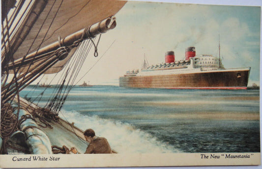 Old Postcard of Cunard White Star The New "Mauretania"