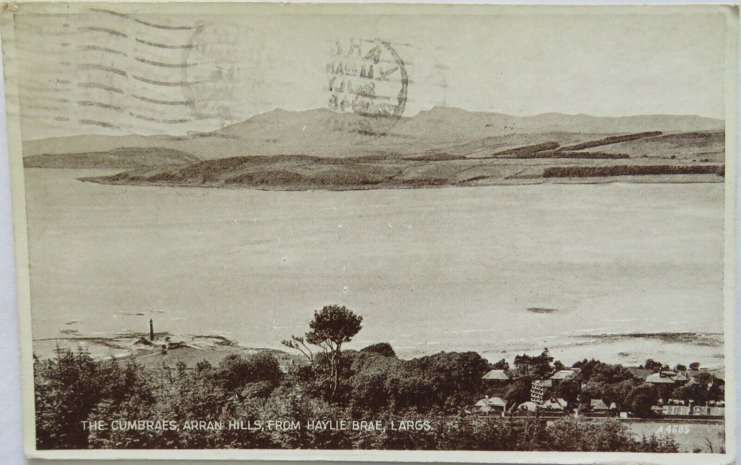 Old Postcard of The Cumbraes , Arran Hills, From Haylie Brae, Largs - Ref : 1002