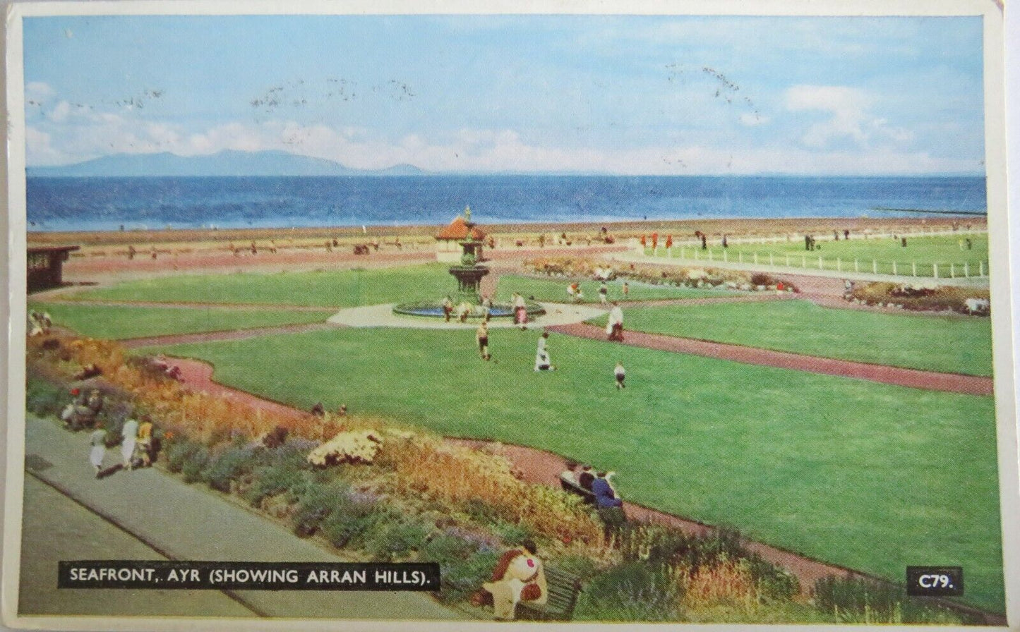 Old Postcard of Seafront, Ayr (Showing Arran Hills) - Ref : 1029