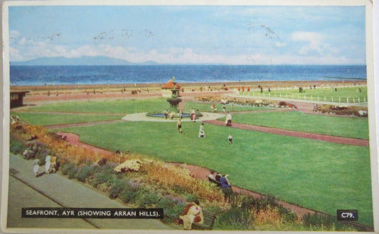 Old Postcard of Seafront, Ayr (Showing Arran Hills) - Ref : 1029