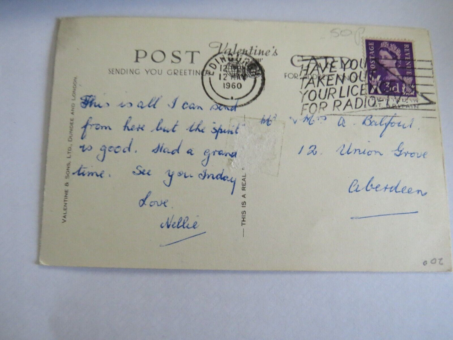 Old Antique Postcard Lots of Good Cheer From Edinburgh 1960 - Ref : 1041