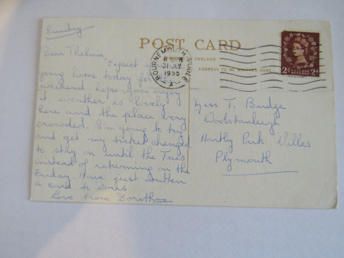 Old Postcard of Bournemouth 1955 - Ref : 1015