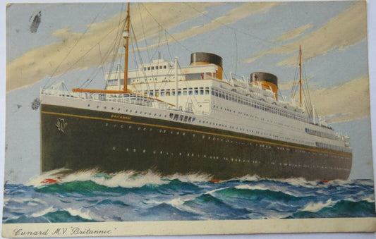 Old Postcard of Cunard M.V. Britannic 1954