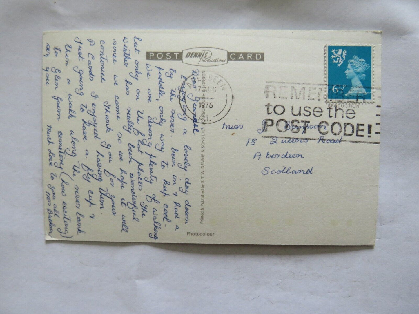 Vintage Postcard of The Dee Valley and Lochnagar From Crathie 1976 - Ref : 1005