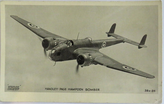 Old Postcard Of Handley-Page Hampden Bomber - Ref : 1014