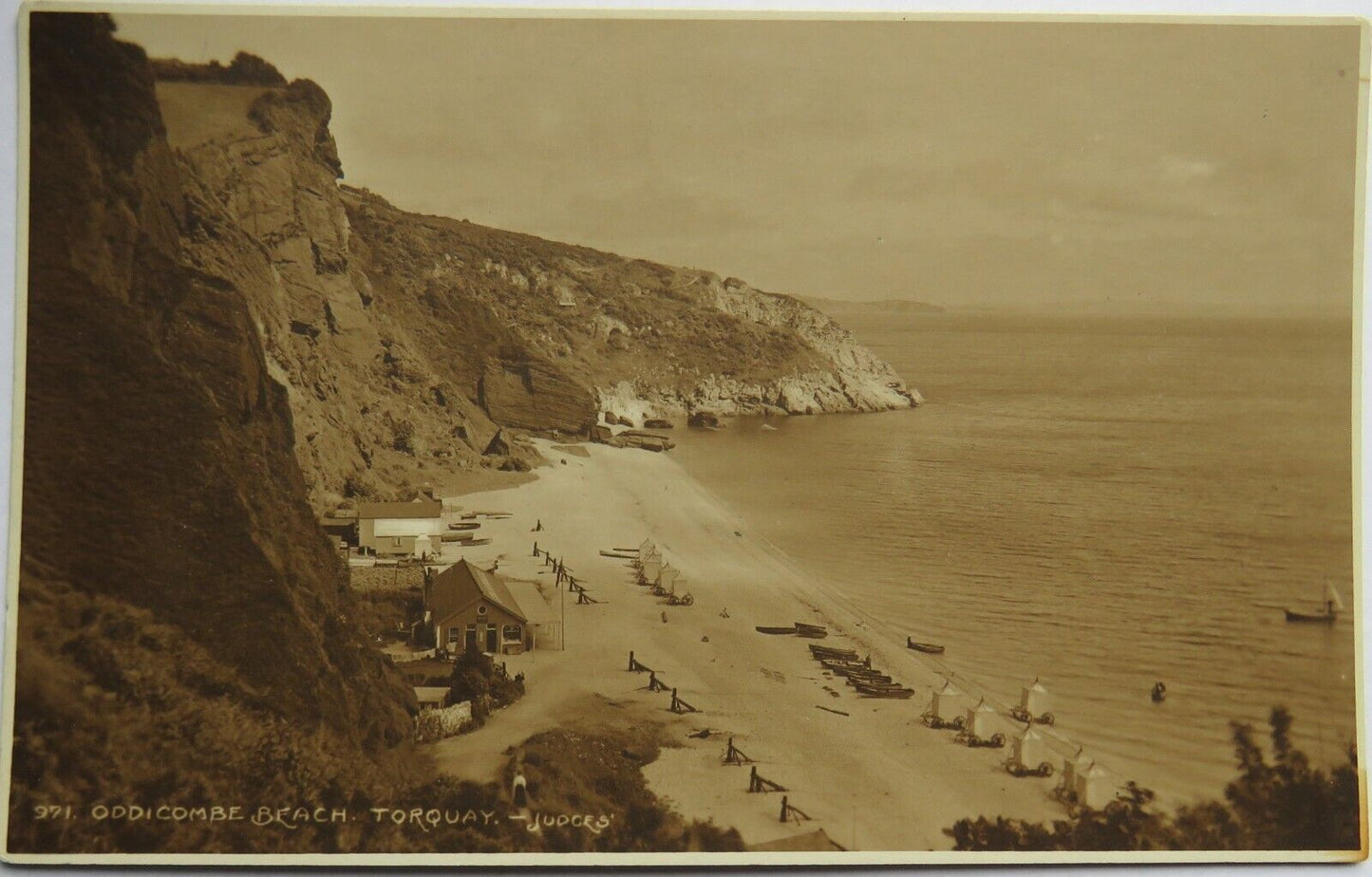 Old Postcard of Oddicombe Beach, Torquay - Judges