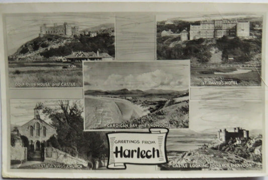 Old Postcard of Greetings From Harlech 1958 - Ref : 1011