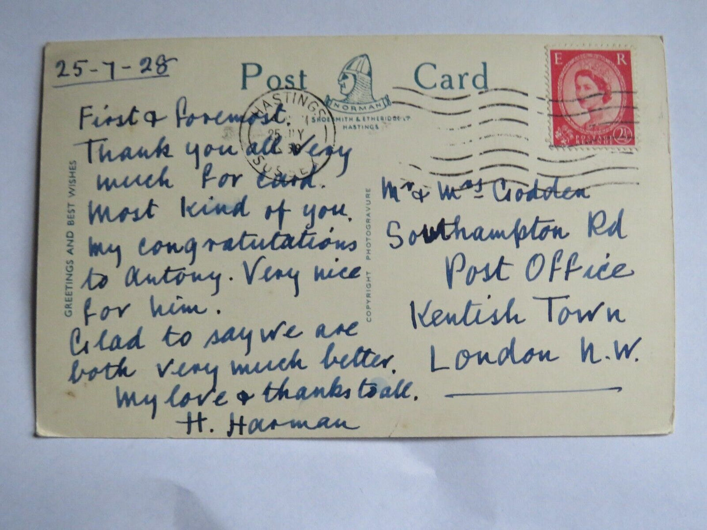 Old Postcard of Sunken Gardens, Carlisle Parade, Hastings 1959 - Ref : 1011