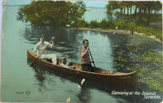 Old Postcard of Canoeing At The Island Toronto 1913  - Ref : 1025