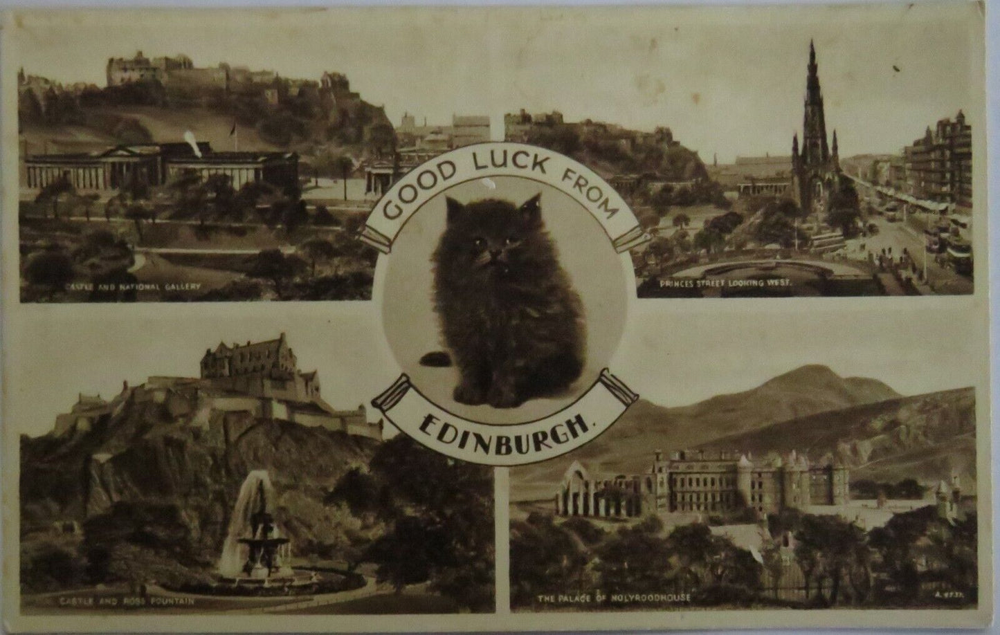 Old Antique Postcard Of Good Luck From Edinburgh - Ref : 1040