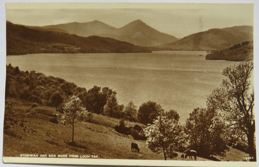 Old Postcard of Stobinian and Ben More From Loch Tay