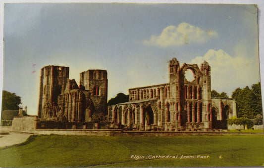 Old Postcard of Elgin Cathedral From East 1961