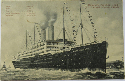 Old Postcard of Hamburg-Amerika Linie P -D Kaiserin Auguste Viktoria