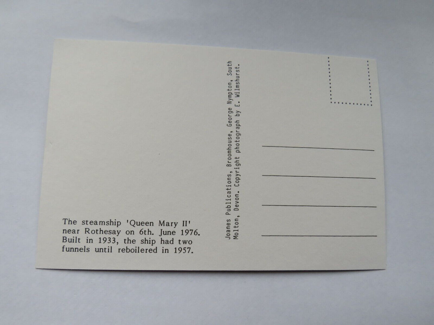 Old Postcard The Steamship Queen Mary II Near Rothesay 1976