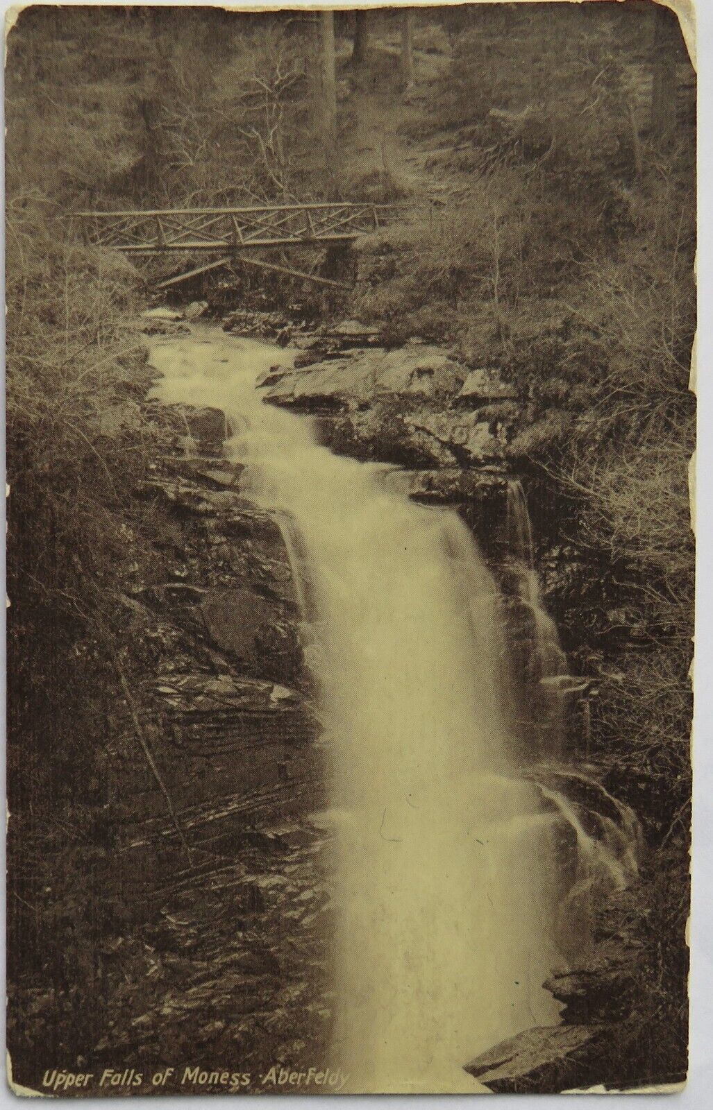 Old Postcard of Upper Falls of Moness Aberfeldy