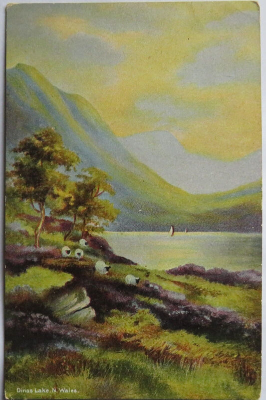 Old Postcard of Dinas Lake, N. Wales -  Ref : 1012