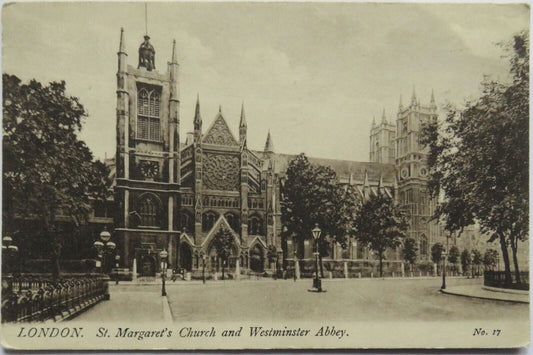 Old Postcard of London St Margaret's Church and Westminster Abbey - Ref : 1032