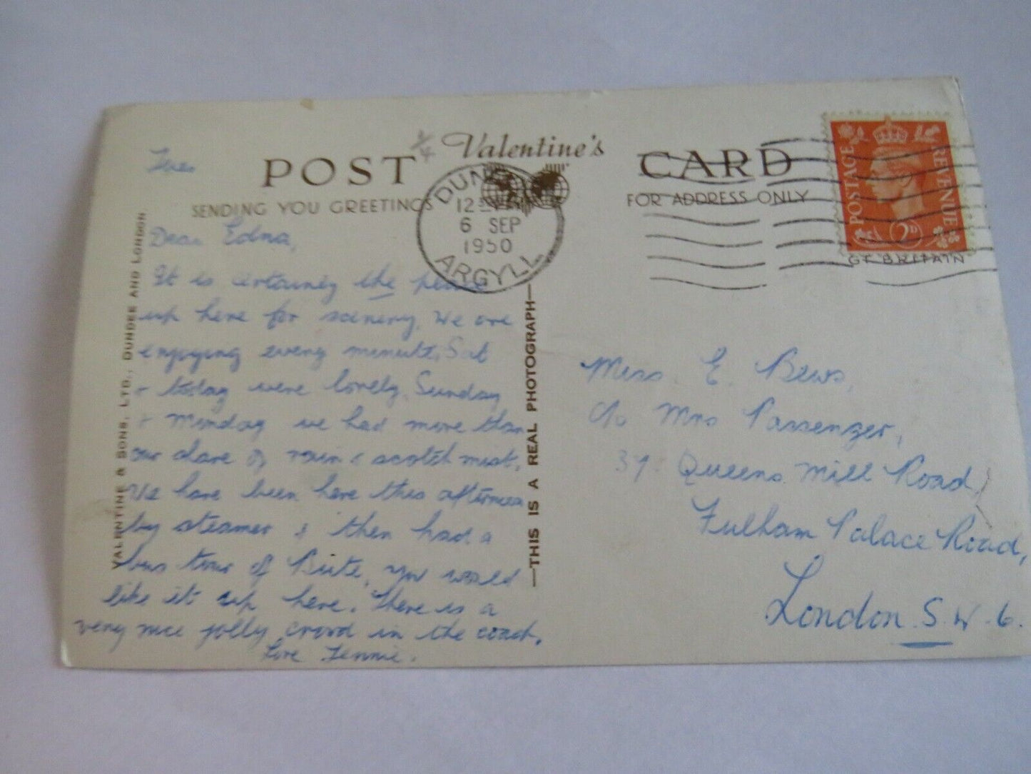 Old Antique Postcard of Rothesay From Chapel Hill 1950- Ref : 1037