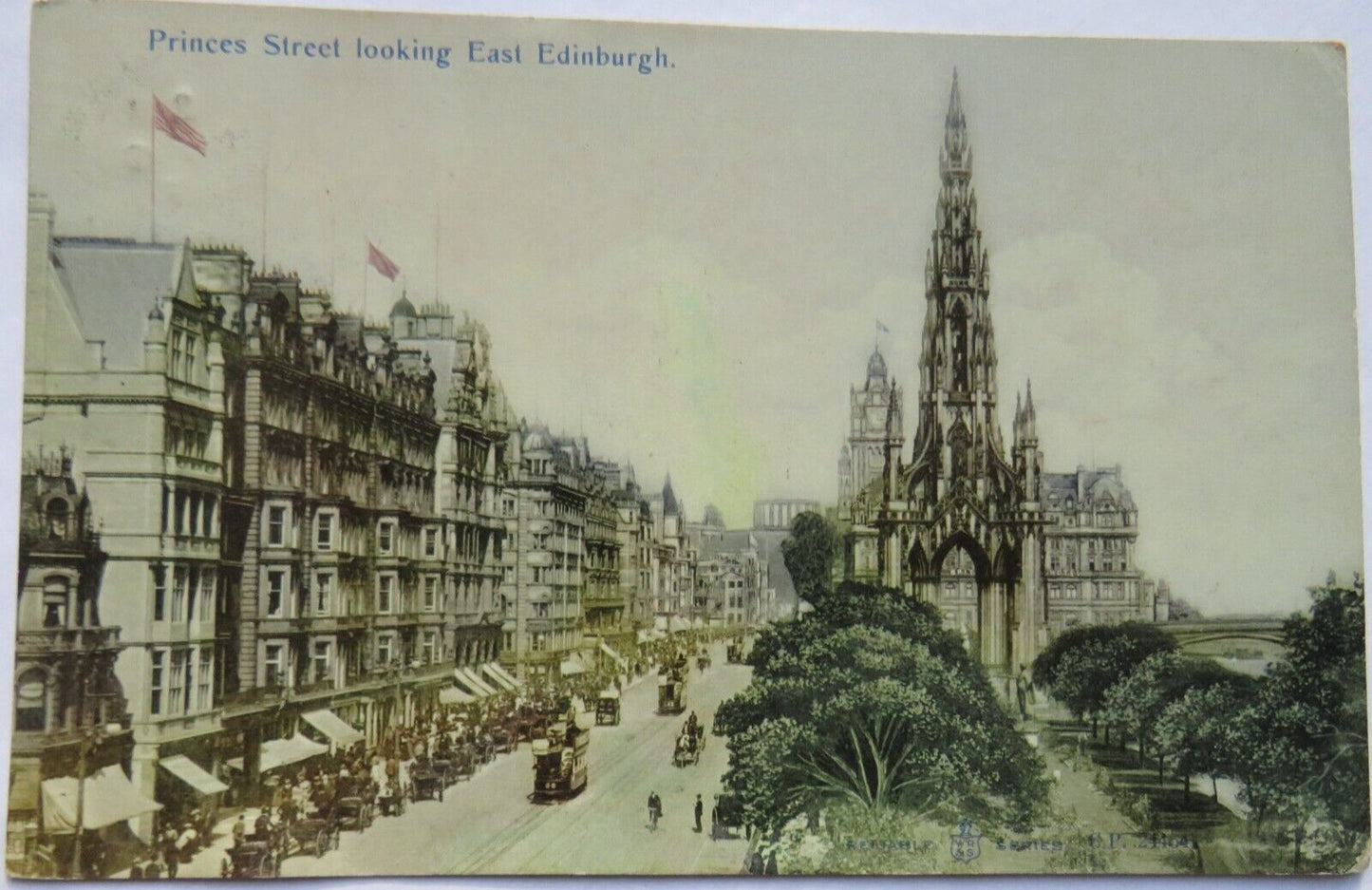 Old Postcard of Princes Street Looking East, Edinburgh, 1913