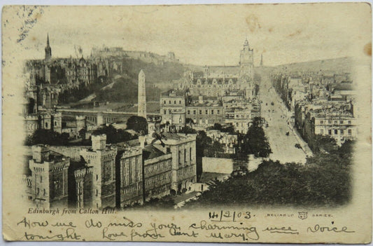 Old Postcard of Edinburgh from Carlton Hill