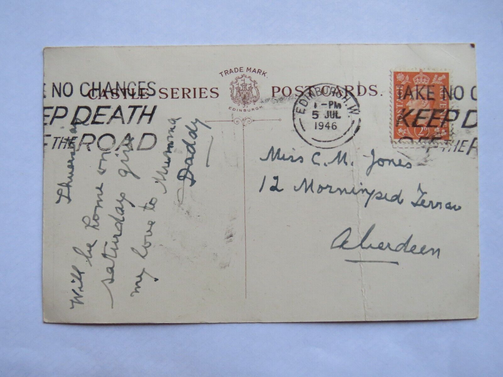 Old Postcard of Edinburgh Castle and Gardens 1946