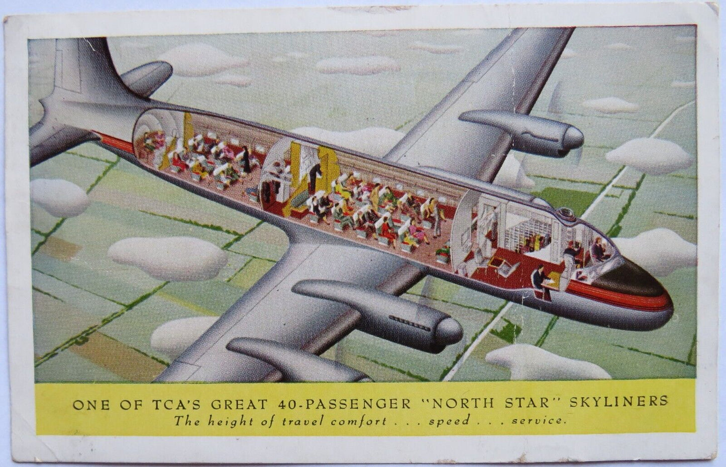 Old Postcard of TCA's Great 40 Passenger "North Star" Skyliners Canada Air Lines