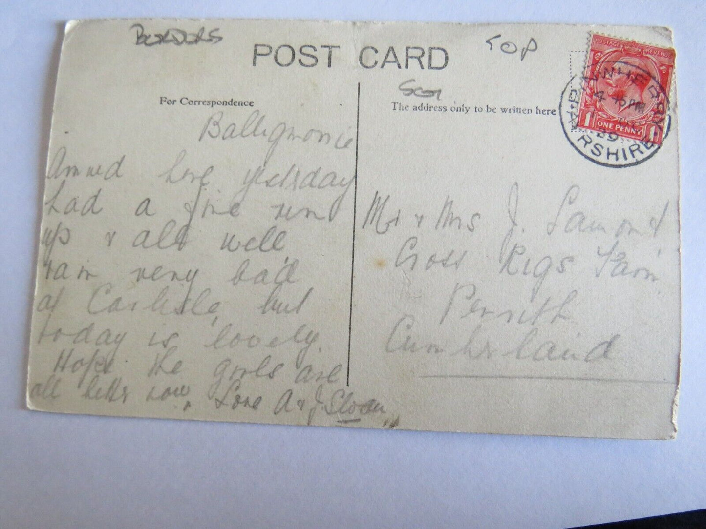 Old Postcard of Original Marriage Room, Gretna Green 1929 - Ref : 1028