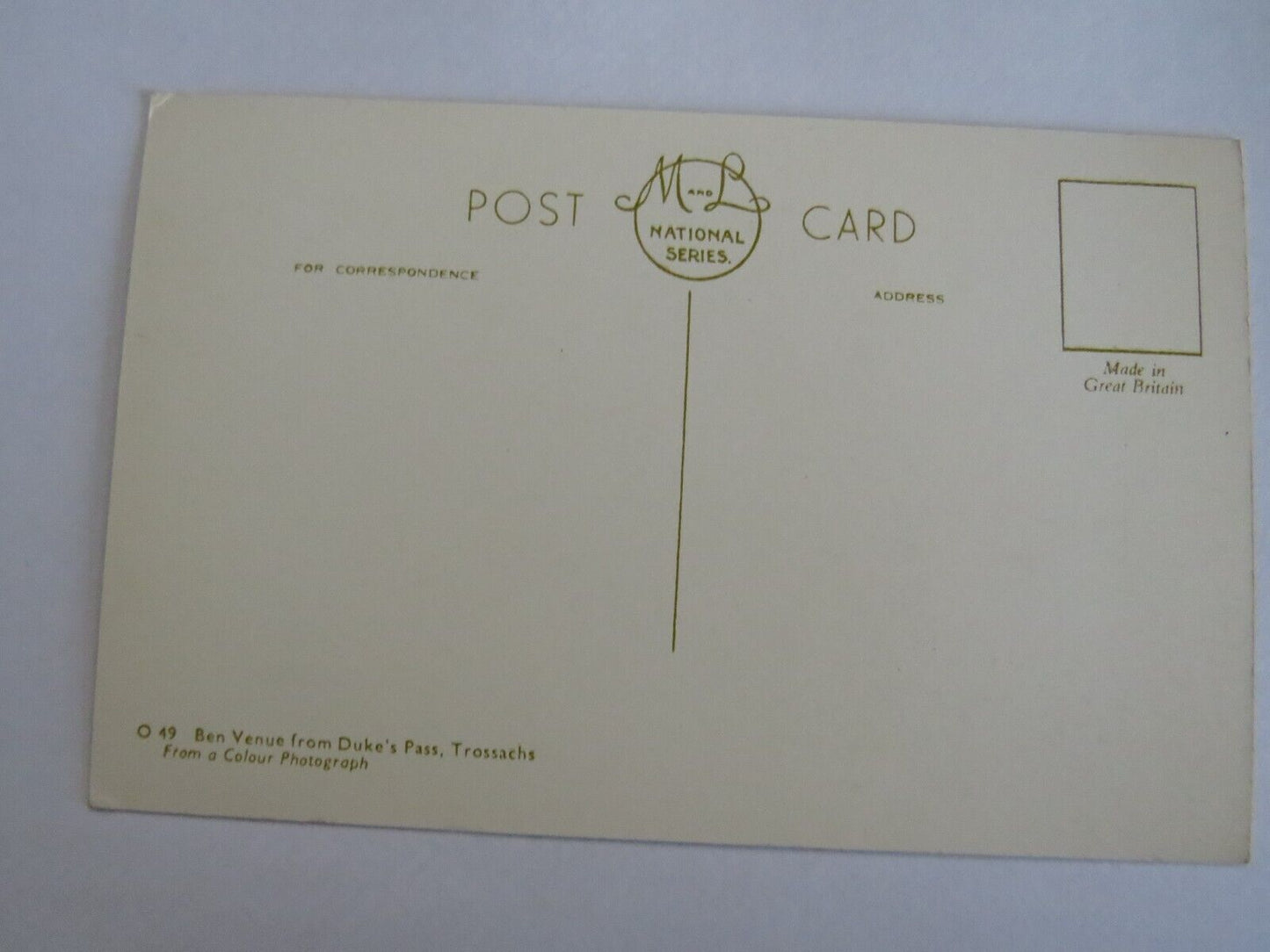 Vintage Postcard of Ben Venue From Duke's Pass Trossachs - Ref : 1017
