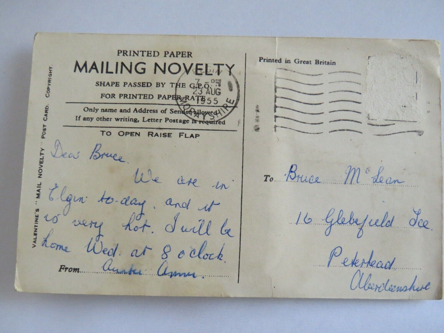 Old Postcard With Best of Luck From Elgin With Fold Out Images - Ref : 1022