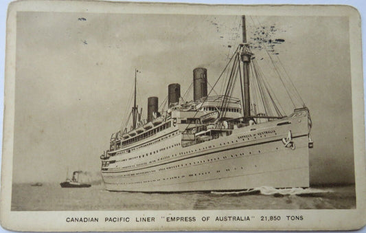 Old Postcard of Canadian Pacific Liner "Empress of Australia"  1931