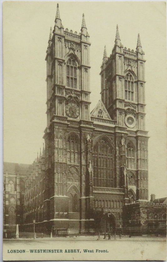 Old Postcard of London Westminster Abbey, West Front - Ref : 1032