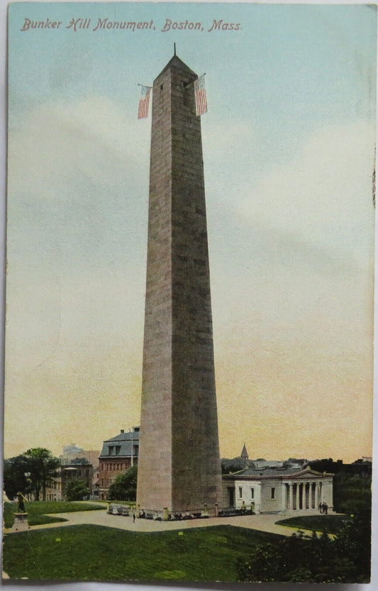 Old Postcard of Bunker Hill Monument, Boston, Mass -  Ref : 1013
