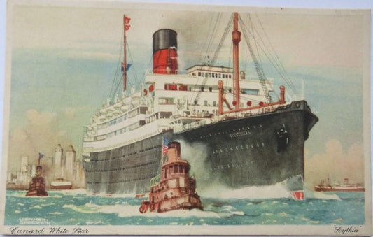 Old Postcard of Cunard White Star Scythia